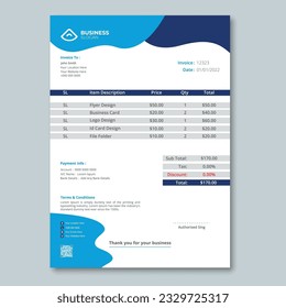 Modern Invoice design template and blue invoice design template