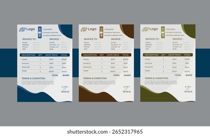 Layout de modelo de design de fatura moderna