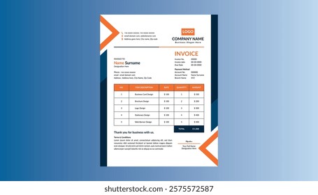 Modern Invoice Design. Trendy Layout Display for Promotional Campaign.