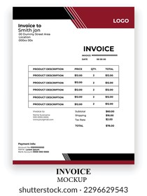 Modern invoice simple design template