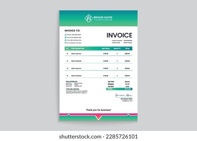 Modern invoice template with abstract shape