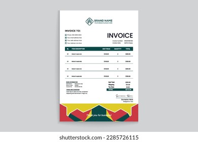 Modern invoice template with abstract shape