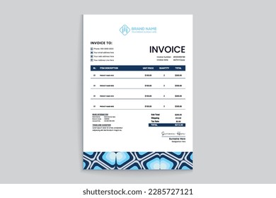 Modern invoice template with abstract shape