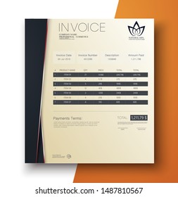  Modern invoice template design in minimal style. Vector illustration