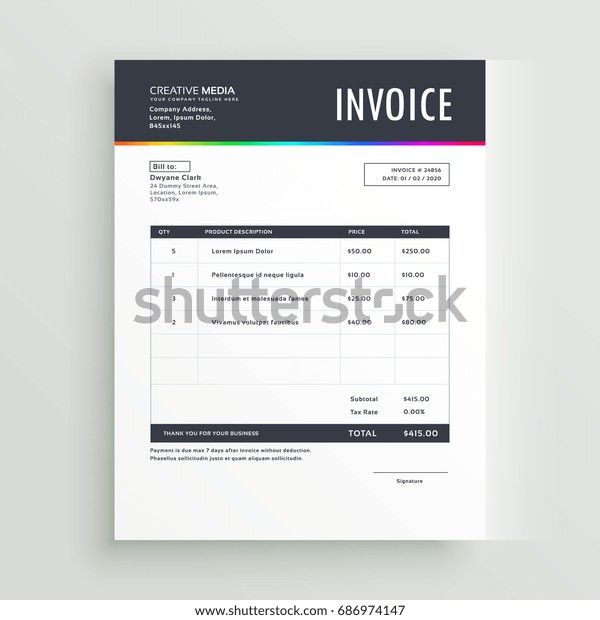 Modern Invoice Template Form Design Your Stock Vector Royalty Free