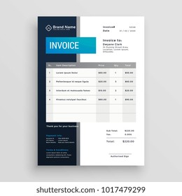 Modern Invoice Template Vector Design