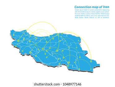 Modern of iran Map connections network design, Best Internet Concept of iran map business from concepts series, map point and line composition. Infographic map. Vector Illustration.