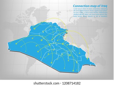 Modern of iraq Map connections network design, Best Internet Concept of iraq map business from concepts series, map point and line composition. Infographic map. Vector Illustration.