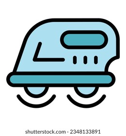 Modern iron icon outline vector. Electric house. Cloth steam color flat