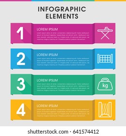 Modern iron infographic template. infographic design with iron icons includes fence, ironing table, weight. can be used for presentation, diagram, annual report, web design.
