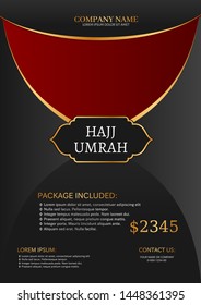 Modern Islamic black design with gold element for hajj or umrah flyer,brochure,banner,background template vector illustration