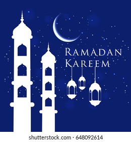 Modern Islamic Blue Evening Ramadan Kareem Card