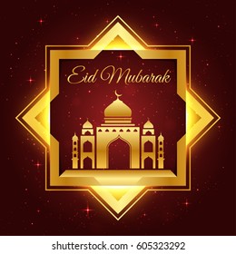 Modern Islamic Eid Mubarak Card Illustration Suitable For Printing, Social Media, and Any Other Eid Related Occasion