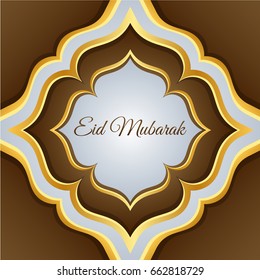 Modern Islamic Eid Mubarak Card Illustration
