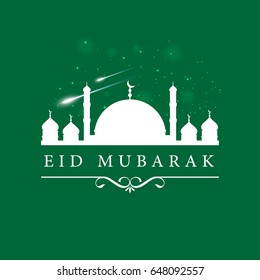 Modern Islamic Green Eid Mubarak Card