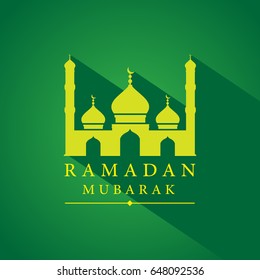 Modern Islamic Green Ramadan Mubarak Card 