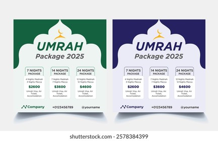 Modern Islamic Hajj Or Umrah Tour And Travel Social Media Post Design Template