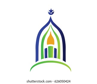 Modern Islamic Mosque Logo - Abstract Mosque Dome And Candle Symbol