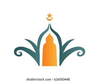 Modern Islamic Mosque Logo - Beautiful Elegant Floral Shape Mosque Dome