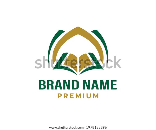 Modern Islamic Mosque And Quran Logo In\
Isolated White\
Background