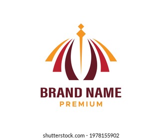 Modern Islamic Mosque And Sword Logo In Isolated White Background
