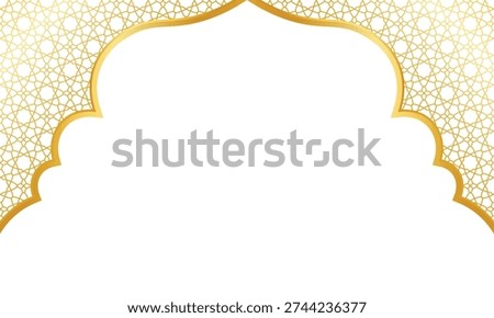 modern islamic ornament pattern background with arch border frame for greeting card design decoration