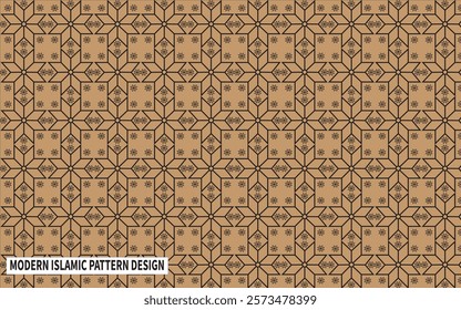 Modern Islamic Pattern Design with Brown and Black Colour.Pattern with intersecting stripes, stars, lines and polygons in Arabic style. Seamless geometric vector ornament. 