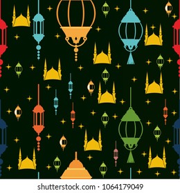 modern islamic pattern with lantern shape background color dark green vector background eps.10