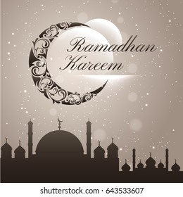Modern Islamic Ramadan Kareem Card - Mosque Typography