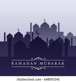 Modern Islamic Ramadan Mubarak Mosque Silhouette Card