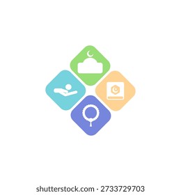 Modern Islamic Religious Icon Set and Infographic Design