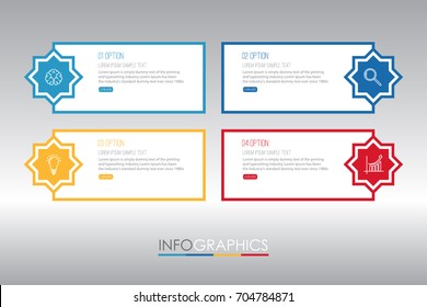 Modern islamic style Info-graphic Template for Business Timeline with 4 steps multi-Color design, labels design, Vector info-graphic element, Flat style vector illustration EPS 10.