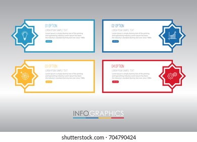 Modern islamic style Info-graphic Template for Business Timeline with 4 steps multi-Color design, labels design, Vector info-graphic element, Flat style vector illustration EPS 10.