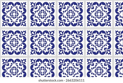 Textura islámica moderna del azulejo. Azulejo de piso oriental colección texturas sin fisuras. Portugal cerámica española. Vector