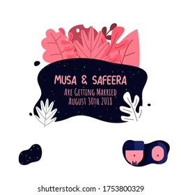 Modern Islamic Wedding Invitations with Couple Illustrations