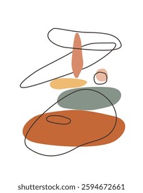 Modern isolated Balanced Stones in scandinavian style. Vector EPS, clipart, editable isolated on white background.
