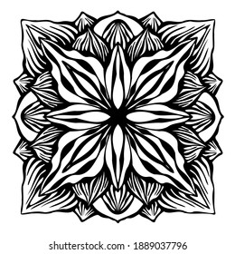 Modern isolated black and white geometric abstract illustration design mandala. Can be used for printing on paper, textiles, backgrounds, logos, tattoos, invitations.