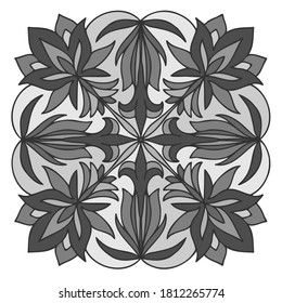 Modern isolated black and white illustration design of lined transparent flower ornament. Can be used for printing on paper, textiles, backgrounds, logos, tattoos, invitations.