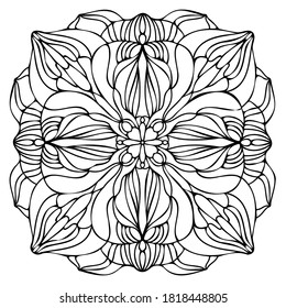 Modern isolated black and white illustration design of lined transparent flower. Can be used for printing on paper, textiles, backgrounds, logos, tattoos, invitations.
