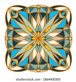 Modern isolated colorful geometric abstract floral illustration design mandala. Can be used for printing on paper, textiles, backgrounds, logos, tattoos, invitations.