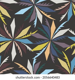 Modern isolated colorful geometric abstract illustration of botanical cartoon flowers forms design. Can be used for wrapping paper, textiles, backgrounds, packaging.