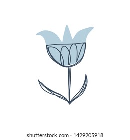 Modern isolated flower art print in scandinavian style. Vector EPS and jpg image, clipart, editable isolated details.