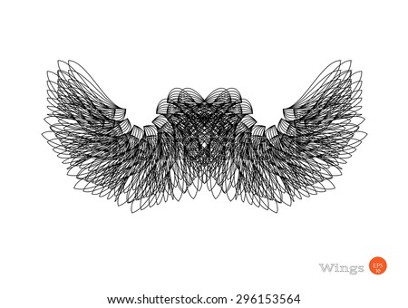 Modern, isolated icon of black wings on white background