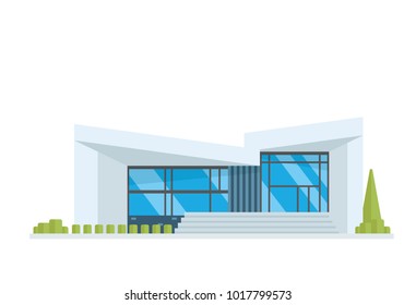 Modern Isolated Luxury Contemporary House Building Illustration