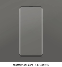 Modern isolated  smartphone with blank screen without bezels on the black background