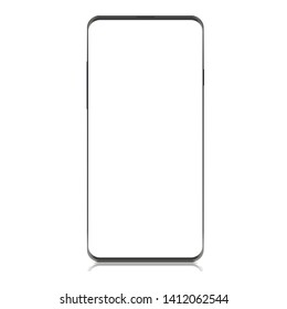 Modern isolated  smartphone with blank screen without bezels on the white background