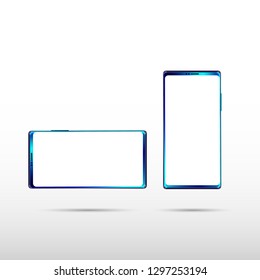 Modern  isolated Smartphone on white background, perfect midnight blue color on mobile phone mockup. Vector