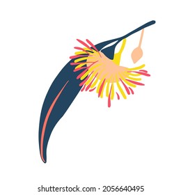Modern isolated stylised design with abstract colorful eucalyptus flowers. The design is perfect for stickers, decorations, advertisements, product design, badges, cards
