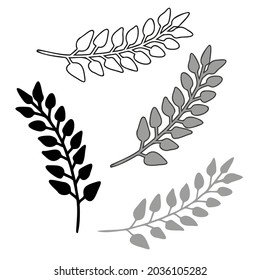 Modern isolated stylized set design with abstract black and white flowers. Can be used for printing on paper, textiles, backgrounds, wallpapers
