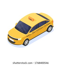 Modern isolated taxi car icon on a white background. Vector isometric illustration.